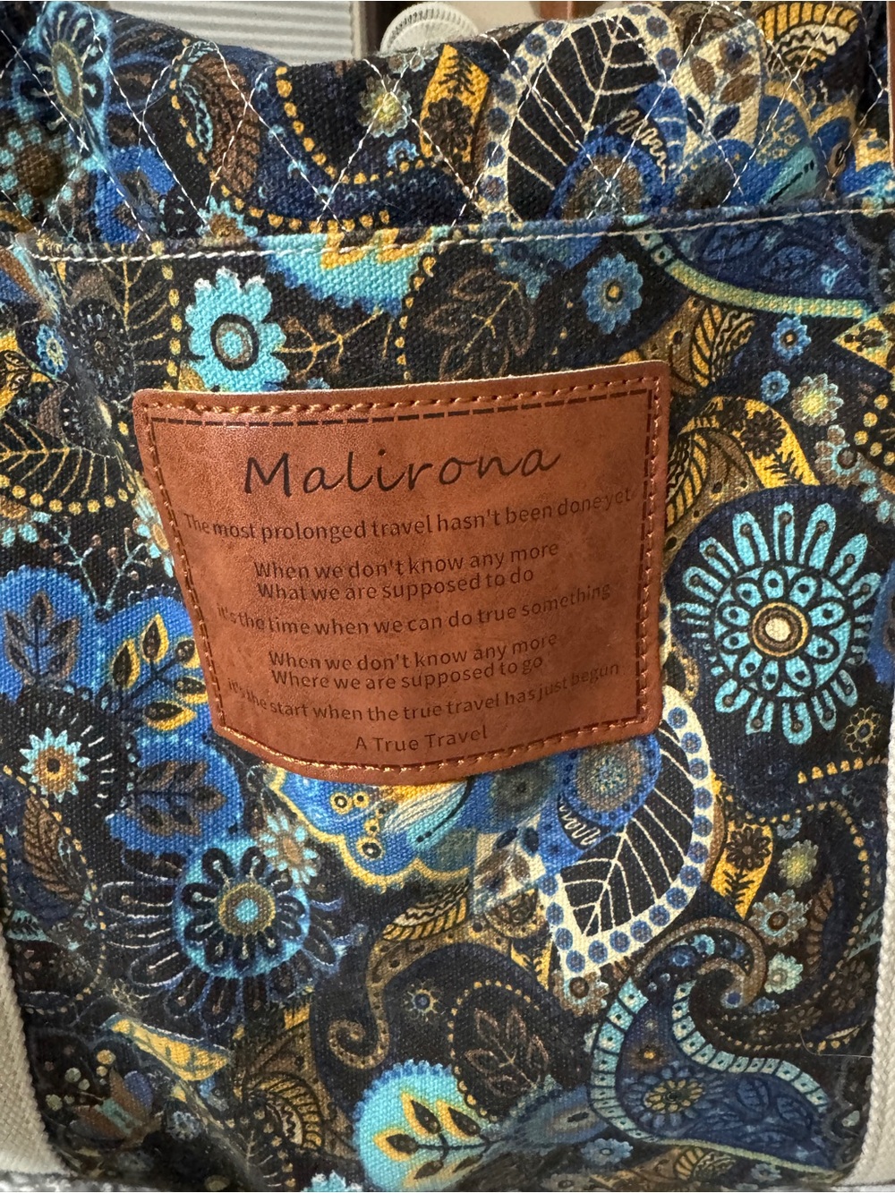 Blue Floral Canvas Tote Bag
